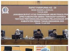 Bupati Demak Sampaikan Jawaban Atas Pandangan Umum fraksi Dprd Terhadap Raperda Pertanggungjawaban Apbd 2025