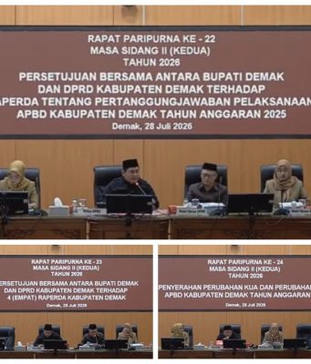 Bupati Demak Dan Dprd Setujui Raperda Pertanggungjawaban APBD 2025 Dan Empat Raperda Strategis Jadi Perda